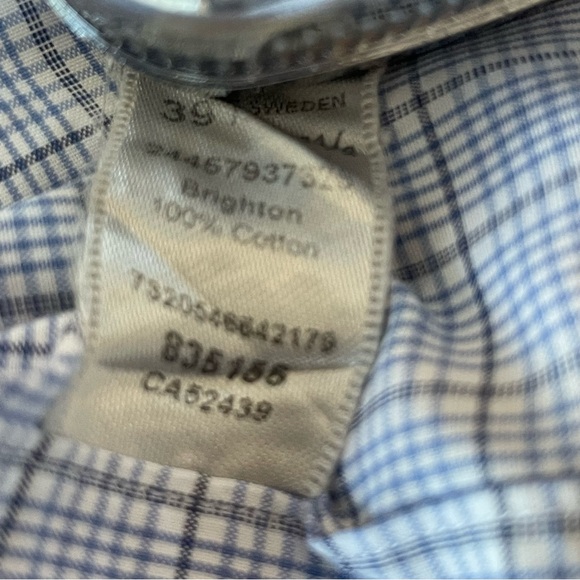 Eton Light Blue Checkered Dress Shirt Neck 15.5 - Picture 8 of 9